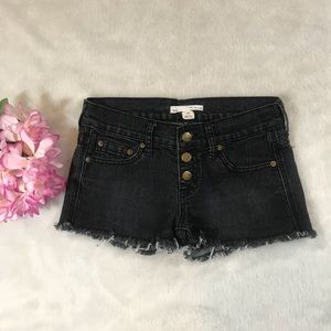 Stone washed denim shorts